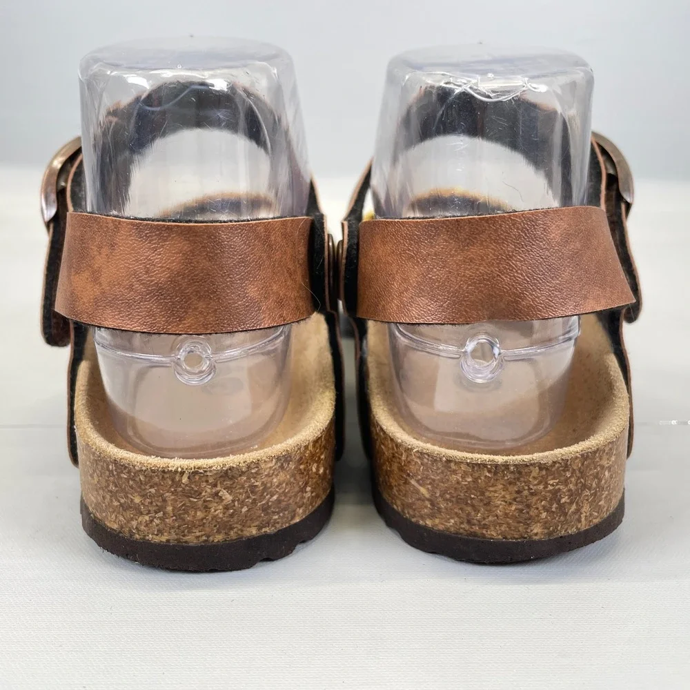 Nuovo Hawkins Wedge Sandals Womens Size M (US 7) Brown Leather Ankle Strap Shoes